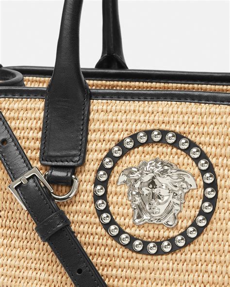 versace collection convertible calfskin leather tote bag|Versace la medusa bags.